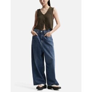 Agolde Valeria High Rise Wide Leg Jeans Medium Indigo Blue Size 30 Baggy Loose